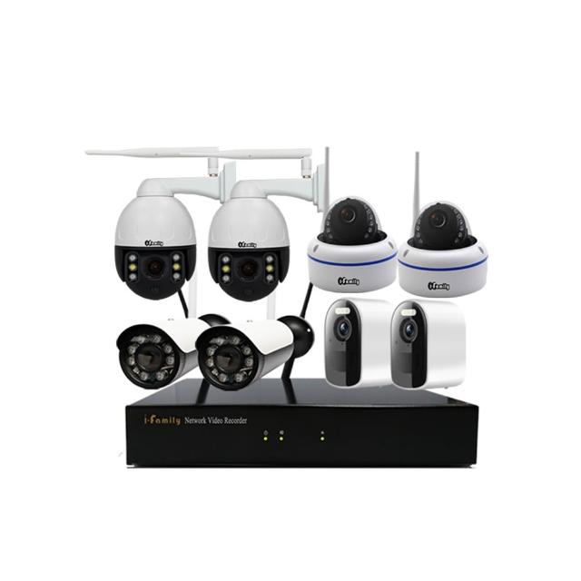 【I-Family】ES系列 16路 無線監控套裝錄影組 3K進階版 主機+2廣角鏡頭+2半球機+2球機+2電池監視器