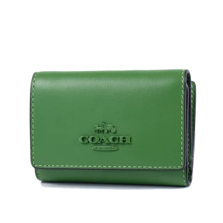【COACH】小牛皮三折釦式短夾-凱利綠