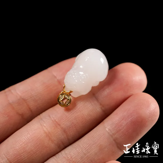 正佳珠寶】和田白玉頂級新疆老礦籽料7.8g 白玉貔貅和田白玉吊墜｜18K金