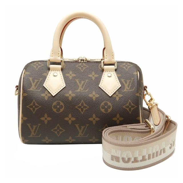 LV LOUIS VUITTON路易威登 M46222 Speedy Bandouliere 20 字母編織背帶經典帆布波士頓包