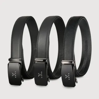 【VOVA 沃汎】台灣總代理 商務菁英 造型頭自動扣皮帶-霧黑色/鎗色(VA022-001-BK)