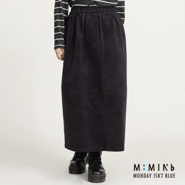 【M：MINb】燈芯絨全腰鬆緊花苞裙(深灰/中大尺碼女裝/XL女裝/女裝/大尺碼裙/花苞裙)
