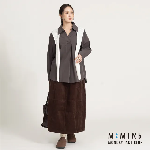 【M：MINb】燈芯絨全腰鬆緊花苞裙(深咖/中大尺碼女裝/XL女裝/女裝/大尺碼裙/花苞裙)