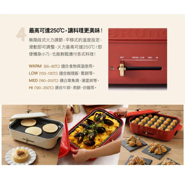 【BRUNO】圍爐超值組★多功能電烤盤經典版BOE021+料理深鍋 (內附 : 平盤、章魚燒、料理深鍋)