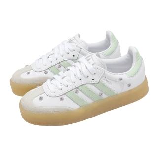 【adidas 愛迪達】休閒鞋 Sambae W 女鞋 白 綠 厚底 增高 膠底 小花 德訓鞋(JS3954)