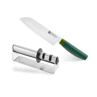 【ZWILLING 德國雙人】Now S日式主廚三德刀18cm+磨刀器(德國雙人牌集團官方直營)