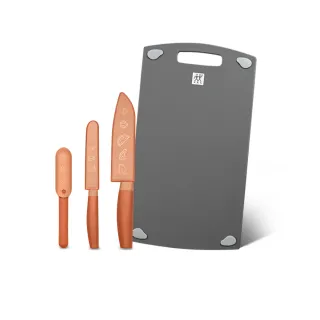 【ZWILLING 德國雙人】NOW S多功能刀具3件組+雙面抗菌砧板36cmx20cmM號(德國雙人牌集團官方直營)