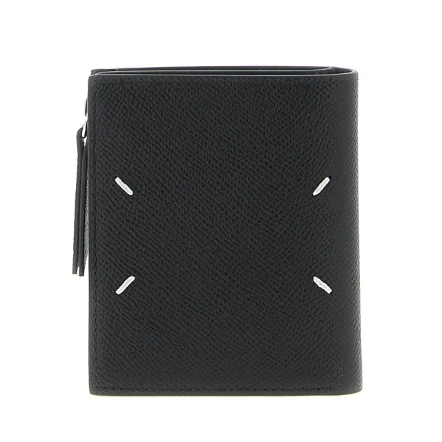 【Maison Margiela】四針 荔枝小牛皮  拉鍊零錢袋 短夾 皮夾 卡夾 黑色 SA1UI0020P4745T8013