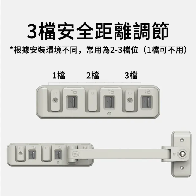【SUNLY】免打孔 兒童安全窗戶鎖/平開窗限位器(防墜樓/貓咪防夾/三檔防盜鎖)