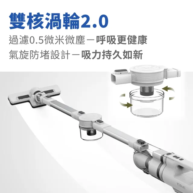 【TiDdi】雙氣旋除蟎吸塵器+贈5年抗敏濾網 30片(S360)