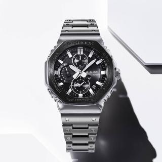 【CASIO 卡西歐】G-SHOCK 太陽能藍芽 金屬八角計時錶 情人節 送禮(GMC-B2100BT-1A/速)