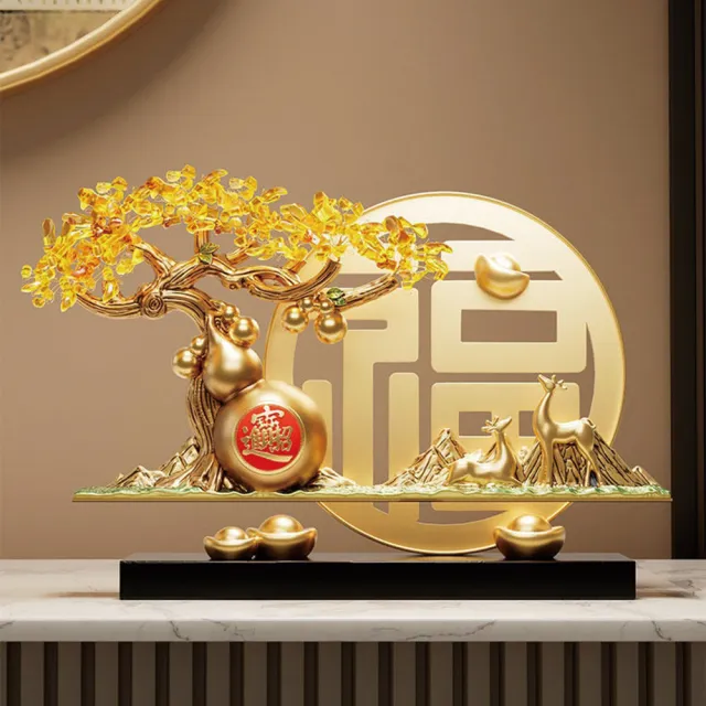 【超微米】五福臨門招財葫蘆擺件 金元寶福字客廳玄關酒櫃裝飾喬遷新居禮品(招財葫蘆擺件)