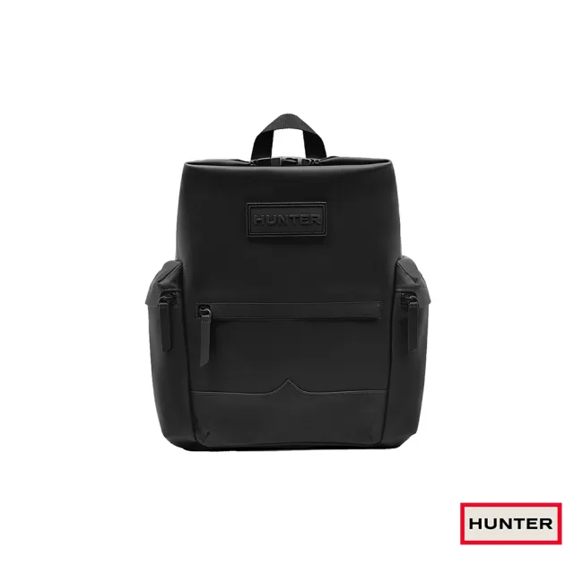 【HUNTER】官方旗艦館_上方開扣橡膠塗層皮革後背包(黑色)