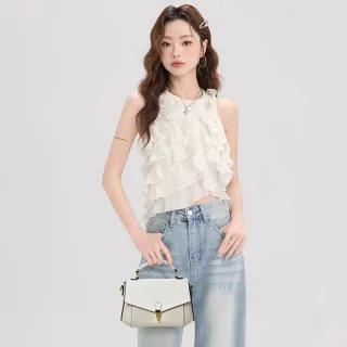 【MIYUNA 米友娜】真皮頭層牛皮Ersa貝殼溫柔氣質斜背包(真皮包包 象牙白)