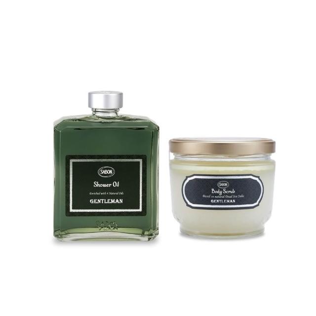 【SABON】官方直營 紳士沐浴磨砂組(紳士沐浴油400ml+身體磨砂膏600g)