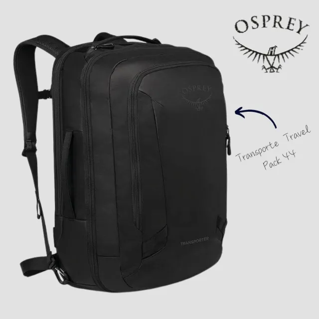 【Osprey】Transporte Travel Pack 44 多功能旅行背包 男 渡鴉黑(背包旅行 行李背包)
