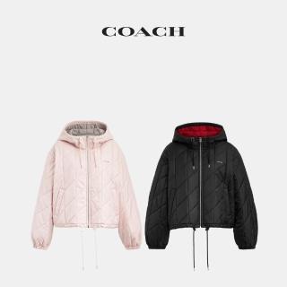 【COACH】蔻馳官方直營 絎縫束腰連帽棉外套-2色任選(CCY87)