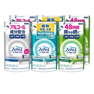 【風倍清】抗菌/除菌·消臭/除臭 衣物/織物噴霧補充包 320ml x6包(高效除菌/綠茶清香/無香型/無香 酒精+)