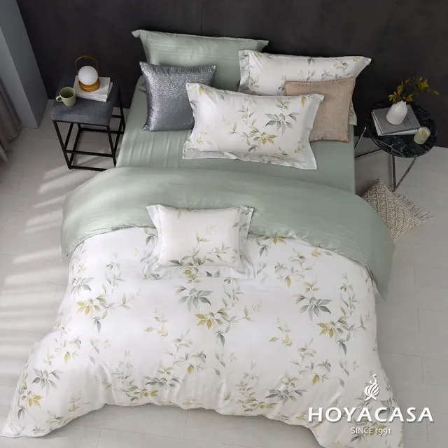 【HOYACASA  禾雅寢具】銀纖維抗菌天絲兩用被床包組雙人-葉語紛飛(60支/300織)