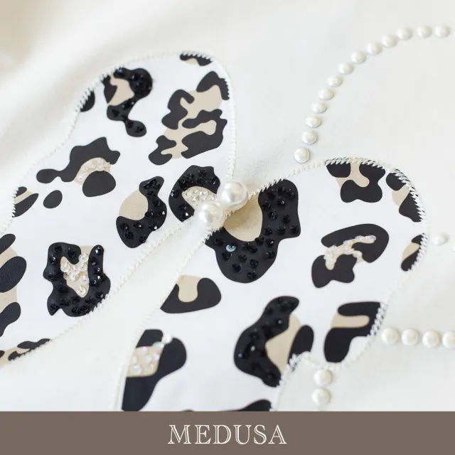 【MEDUSA 曼度莎】現貨-小豹紋可愛蝴蝶結長袖T恤 - 2色（M-XL）｜女休閒上衣 長袖上衣 甜美穿搭(701-54401)