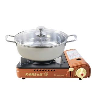 【卡旺】001D卡式爐316不鏽鋼鴛鴦火鍋組32cm(火鍋季/團圓/316/001D卡式爐)