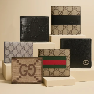 【GUCCI 古馳】經典LOGO零錢8卡對開短夾/皮夾(款式任選)