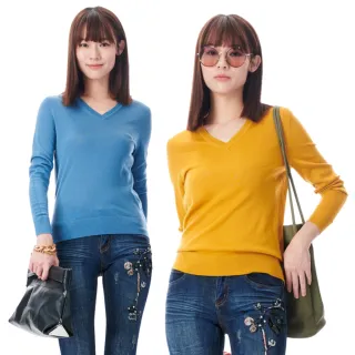 【KeyWear 奇威名品】輕柔舒適V領針織毛衣(共4色)