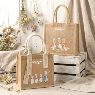 【PETER RABBIT 比得兔】質感麻布手提袋-兩款任選(購物袋/環保袋/手提包/午餐袋)