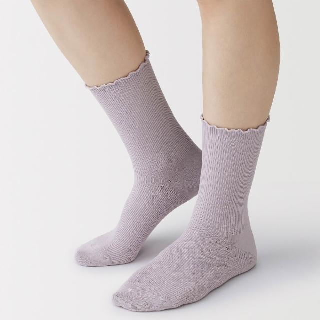 【MUJI 無印良品】女足口柔軟莫代爾混捲邊直角襪23-25cm(柔白/灰銀/深灰/黑色/淡黃/薄荷綠/淺藍/淺紫/淡棕)