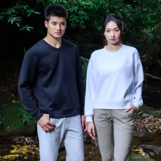 【Hilltop 山頂鳥】momo獨家特談 男女款 吸濕快乾保暖彈性長袖上衣(圓領/V領/胸前LOGO)