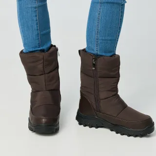 【ATUNAS 歐都納】女款雪地漫步防水刷毛保暖高筒雪靴(A8GCFF11W咖啡/鞋底冰爪/賞雪/登山/出國旅遊/休閒*)