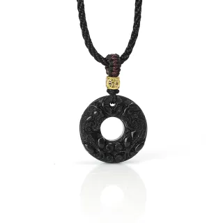 【石頭記】黑曜石貔貅項鍊(平安扣)