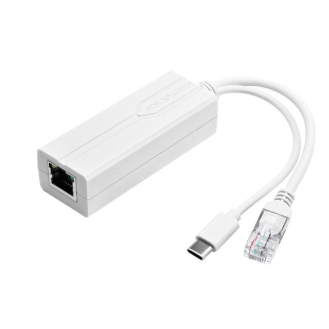 【GNPL 激安殿堂】PoE 網路供電傳輸分離器/48V轉5V/USB轉接(白色RJ45/Type C)