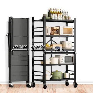 【ONE HOUSE】五層70寬加深_全碳鋼 洛克免組裝折疊置物架-特大款(廚房架/層架/收納架/鐵架/電器架)