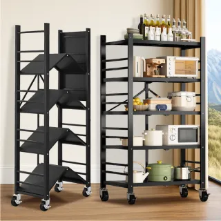 【ONE HOUSE】五層70寬_升級全碳鋼 洛克免組裝折疊置物架 輕量款(廚房架/層架/收納架/鐵架/電器架/免安裝)