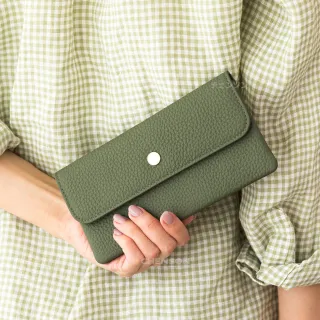 【CHENSON】真皮 18公分長夾第二代 超薄6卡翻蓋小長夾(W26487)