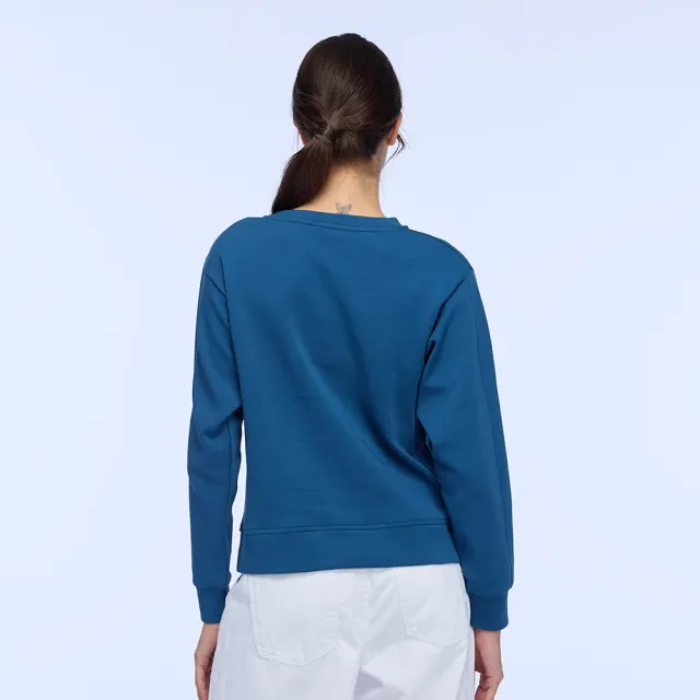 【NAUTICA】官方旗艦 女裝 品牌LOGO短版長袖T恤(藍色)
