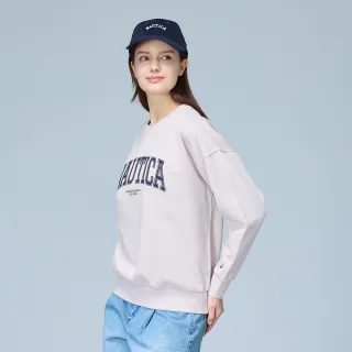 【NAUTICA】官方旗艦 女裝 復古學院風LOGO長袖T恤(粉紅色)