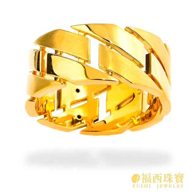 【福西珠寶】黃金戒指 #12號 鎧甲戒 6D立體寬版設計 硬派造型 固定戒圍 (金重0.79錢正負0.03錢)