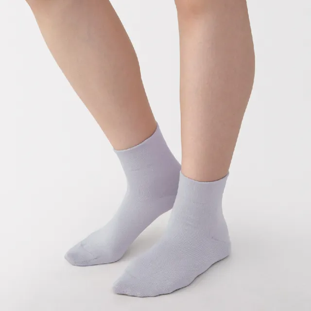 【MUJI 無印良品】女足口柔軟舒適莫代爾混輕薄直角短襪23-25cm(柔白/深灰/淡黃/薄荷綠/淺藍/淺紫/棕色)