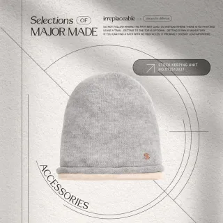 【MAJOR MADE】撞色雙層捲邊毛呢冷帽(針織帽/毛帽/時尚配件)