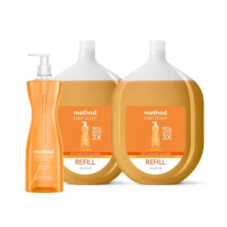 【method 美則】純淨洗碗精532ml+1590mlx2(克萊門氏柑橘 萊姆海鹽)