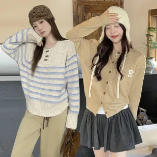 【AS 梨卡】女裝 6款可選 毛衣外套 針織上衣 羊絨半高領 半拉鍊V領(女裝／毛衣／外套／針織／針織上衣)