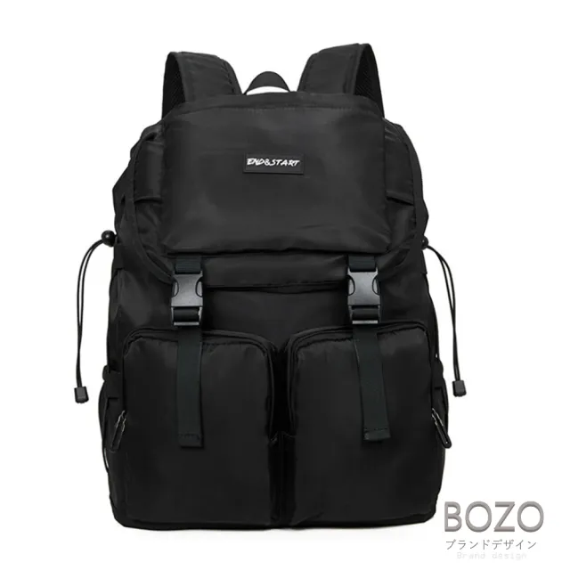 【BOZO 伯樂】雙11 日系潮流大容量旅遊筆電後背包B6079(經典黑)