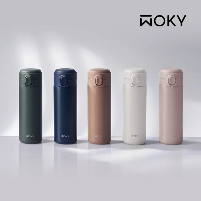 【WOKY 沃廚】2入_輕芯鈦瓷易潔層彈蓋保溫杯450ml(保溫瓶)