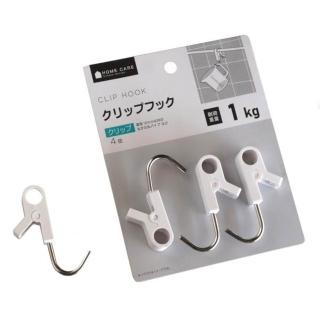 【寶盒百貨】CLIP HOOK 圓形管架夾鉤 圓型橫桿專用掛勾(不鏽鋼掛勾 多用途掛勾夾 伸縮桿掛夾 雙頭勾夾2組)