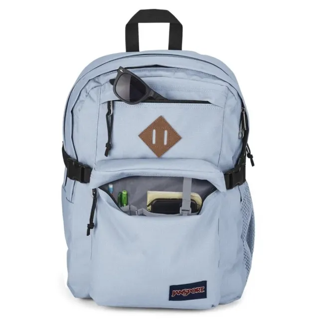 【JANSPORT】雙11 Main Campus 後背包 多收納隔層 S型肩帶 減輕壓力 粉嫩藍(JS0A4QUL7G7)