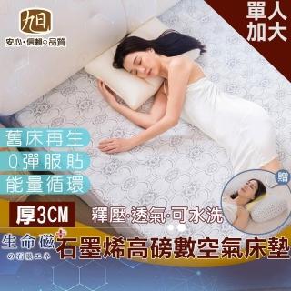 【旭】日本旭川生命磁高磅數支撐空氣床墊3CM-單人加大(護脊支撐深層能量睡墊 電視購物)