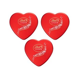 【Lindt 瑞士蓮】Lindor夾餡牛奶巧克力8顆入x3盒(心型鐵盒 96g/盒 情人節禮物 送禮首選)