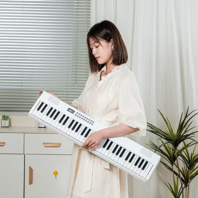 【Octave Baby 八度寶貝】力度感應MIDI+跟彈燈61鍵折疊式電子琴(折疊電子琴 兒童教學玩具 學琴練琴)
